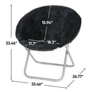 ZENY Faux Fur Saucer Chair Home Living Room Comfortable Moon Chair Solid Metal Frame - Black