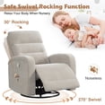 thumbnail image 3 of Aemeios Manual Swivel Rocker Recliner, Chenille Nursery Chair with Pockets, Camel, 3 of 6