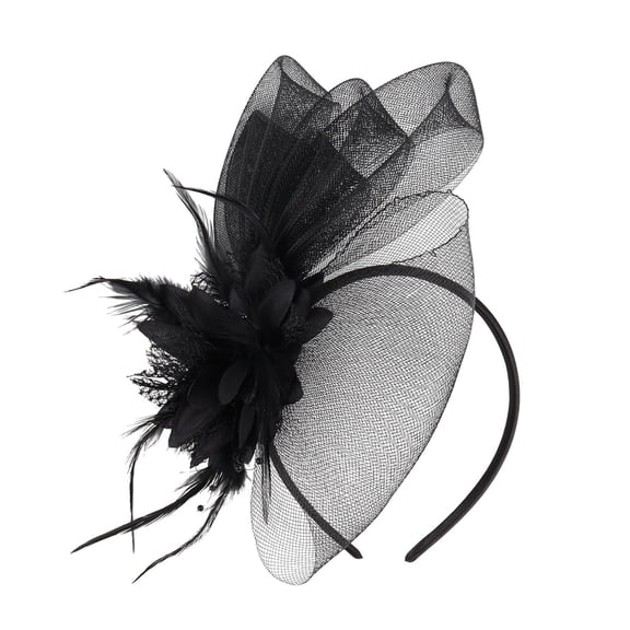 XDIAHBPL Turbans For Women Elegant Hat Strap Flower Mesh Party Hat Hair Clip Headband Accessory Black