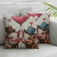 thumbnail image 3 of Creowell Pig Throw Pillow Cover Cartoon Piggy Characters Pillow Covers Pillowcovers Square Throw Pillowcover  for Living Room Bedroom Car Decor Be My Valentine White, 3 of 5