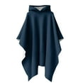 thumbnail image 3 of qolati Womens Hoodies Long Cloak Mens Unisex Lightweight Fleece Ruffle Hooded Poncho Sweater Wrap Topper Elegant Shawls Cape for Christmas Clothing Dark Blue Free Size, 3 of 6