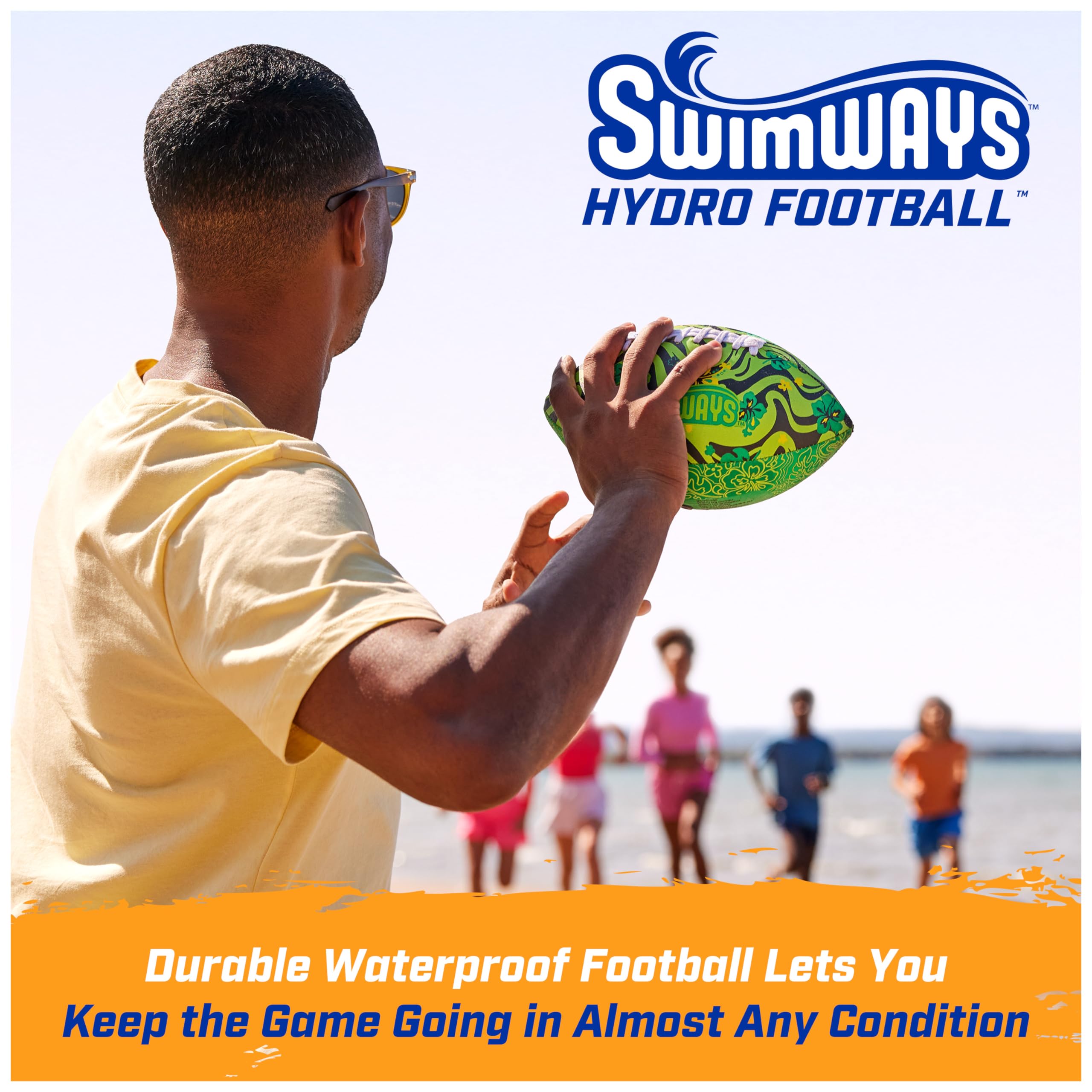 SwimWays Hydro Waterproof Football, 9.25 Inches, Blue Blue (New Version)