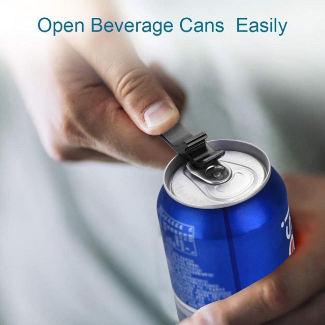 Camping Abrebotellas portátil de metal para bebidas, llavero, abrelatas para bebidas (negro)