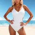 thumbnail image 2 of WAYUTE One Piece Swimsuit Women Elegant Backless Design and Pearl Straps Rash Guard Tummy Control Solid Color Swimwear, 2 of 5