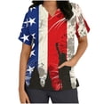 thumbnail image 3 of Gamivast Scrubs for Women Patriotic Print V-Neck Short Sleeve Nursing Scrubs with Pockets Soft Stretch Easy Care Scrub Modern Fit Medical Workwear, 3 of 5