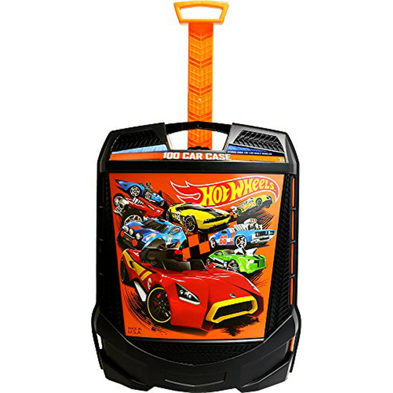 Hot Wheels 100 Car, Rolling Storage Case with Retractable Handle