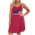 thumbnail image 2 of Gamivast Dresses for Women Plus Size Spaghetti Strap Swing Mini Dress Flag Print Casual Dress Summer Dress Holiday Dress Beach Dress Sundress Hot Pink XXL, 2 of 6