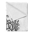 thumbnail image 2 of Queen Soft Flannel Fleece Throw Blanket, Hand Drawn Crown Lettering Baroque Style Elements Calligraphy Print, Cozy Plush for Indoor and Outdoor Use, 50" x 70", Black and White, by Ambesonne, 2 of 5