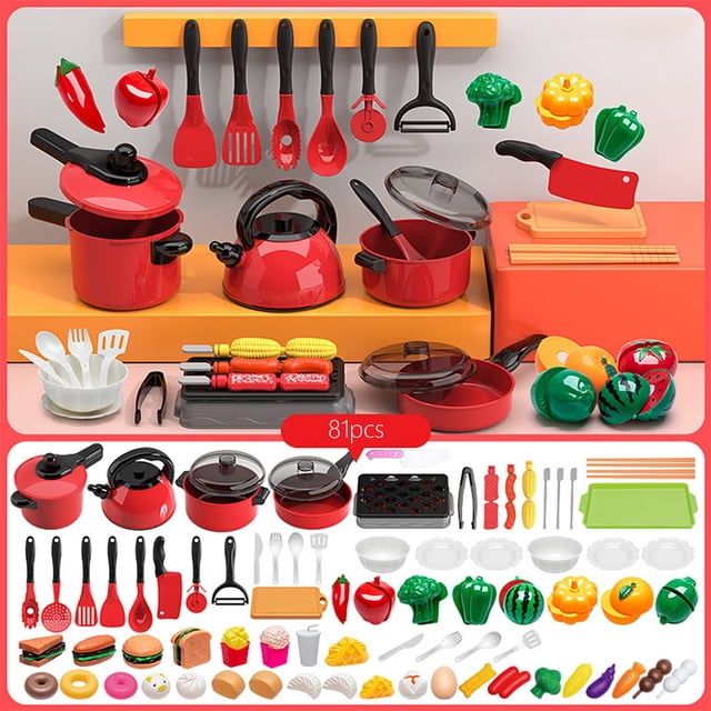 TIMIFIS Plastical Mini Pans and Utensils Children's Play Kitchen Toy Set Education