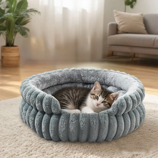 Removable Round Bed With Comfortable Opening For And Cats Soft Washable Mat Supportive Bolster Cozy For Small Medium Small to Build to Live in for Outdoors Nesting Boxes Chicken 6 Hole Pet for outside