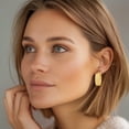 thumbnail image 6 of 14K Solid Yellow Gold Round Medium Hoop Earrings, 6 of 10