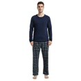 thumbnail image 3 of Amaxer Mens Cotton 2-Piece Flannel Pajama Sets - Crew Neck Knit Top Flannel Plaid Pants | Soft, Breathable Sleepwear for Men, 3 of 7