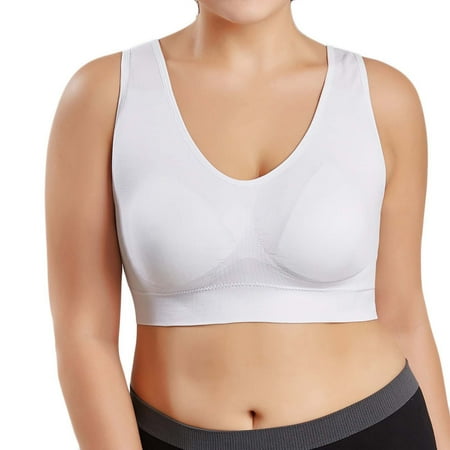 Fast Offer: Sports Bras Pack  Pack Sujetadores deportivos  Women Color Plus Size-thin Large Bra Sports Bra Full Bra Cup Tops SOPATENOR White S