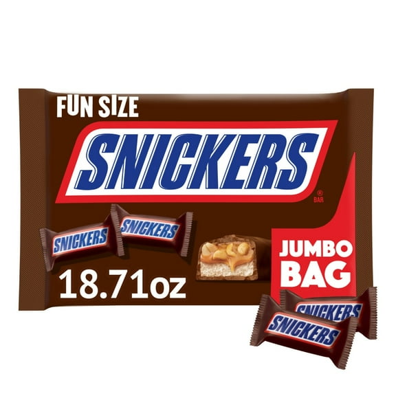 Pack of 3 Snickers Fun Size Chocolate Bars Jumbo Candy Bag, 18.71 oz (packaging may vary)