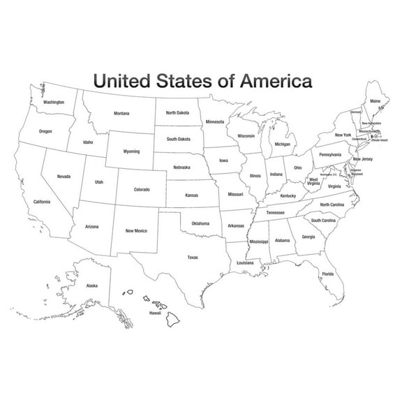 Art.com United States of America Map USA Coloring Art Print, 36" x 24"