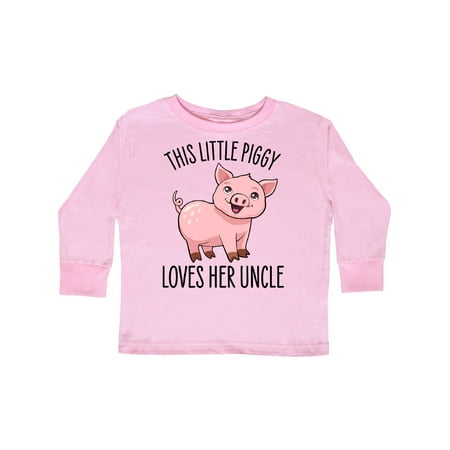 

Inktastic This Little Piggy Loves Her Uncle- cute Gift Toddler Toddler Girl Long Sleeve T-Shirt