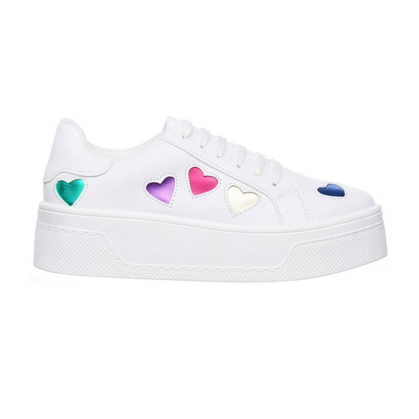 Tenis Mujer Blancos Con Plataforma y Corazones blanco 26 Incógnita 088D7U