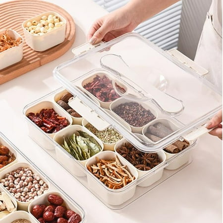 

Dadatutu Divided Serving Tray with Lid and Handle Snack Box Container Snack Organizer for Fruit Tray or Condiment Tray for Party