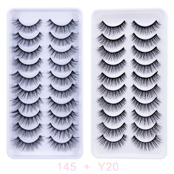 Pestañas dramáticas de visón 3D, pestañas postizas falsas falsas, extensiones de pestañas suaves naturales, pestañas largas y tenues hechas a mano, 20 pares hola suerte unisex
