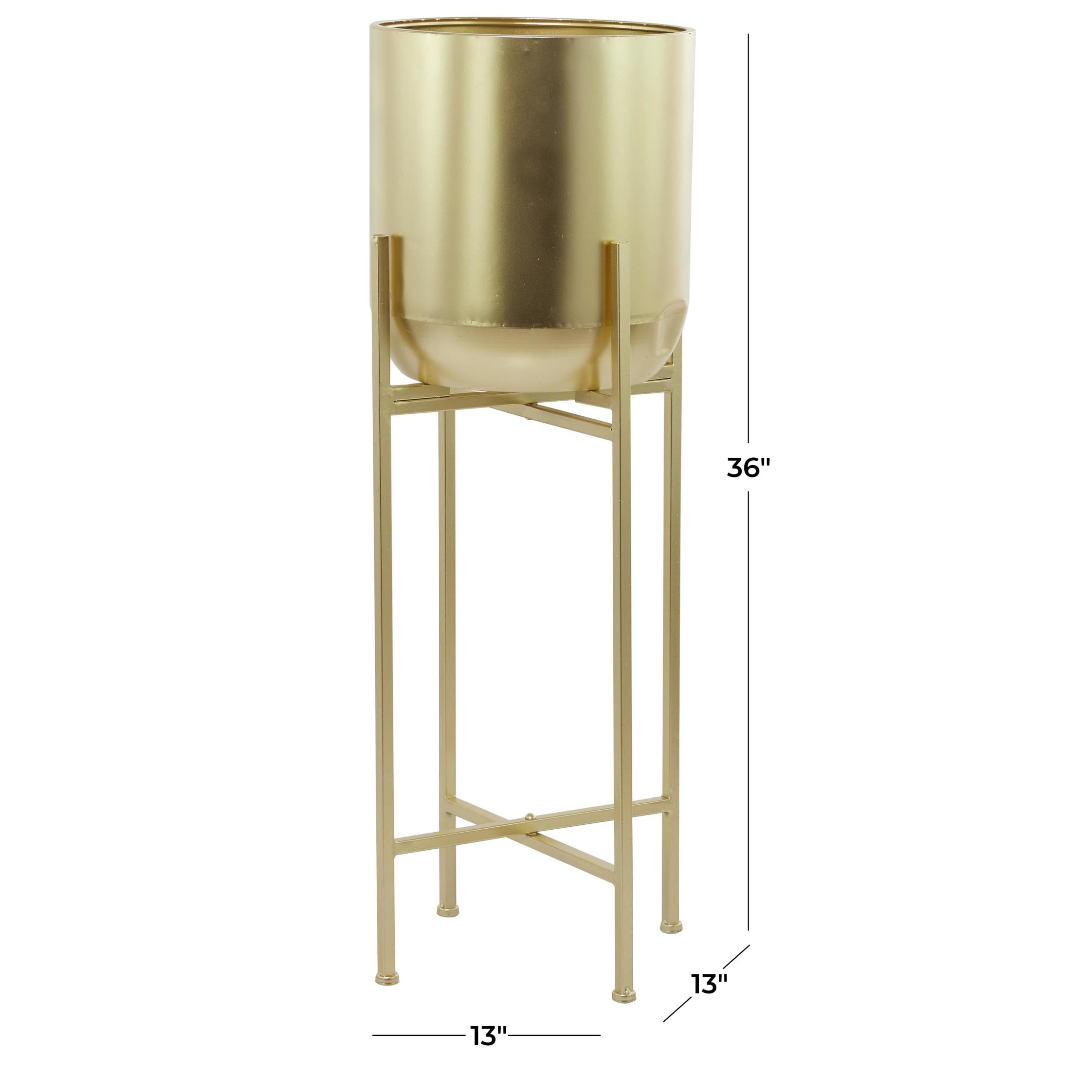 CosmoLiving by Cosmopolitan 13" x 36" Matte Dome Gold Metal Planter with Removable Stand