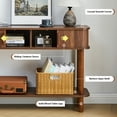 thumbnail image 5 of PHOYAL Fluted Console Table Sofa Table with 2 Tambour Sliding Doors and Open Storage Shelves, Modern Entryway Table Accent Table for Living Room Hallway Bedroom, Walnut, 5 of 8