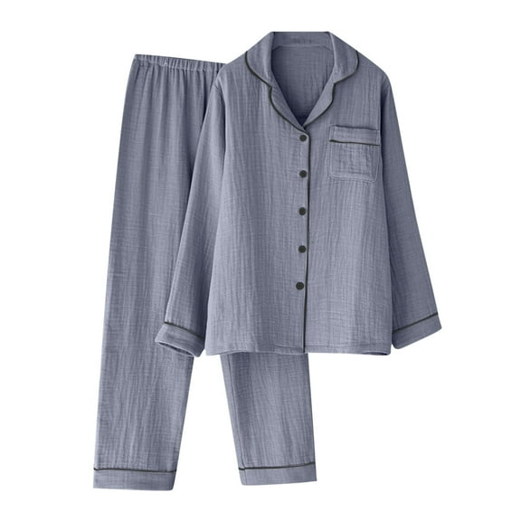 Lopecy-Sta Pajamas for Men Set Father's Day Gift Mens Pajamas Set Long Sleeve Soft Pajamas for Men Button Down Sleepwear Pjs Lounge Sets with Pockets