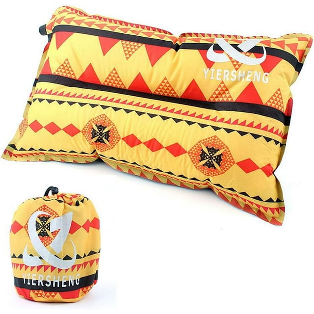 XINQIHANG Self Inflating Camping Pillow, Travel Pillow, Air Pillow Compressible Compact Inflatable Comfortable Ergonomic Pillow Outdoor Ethnic Wind Suitable for Travel Camping Hiking Riding Fishing