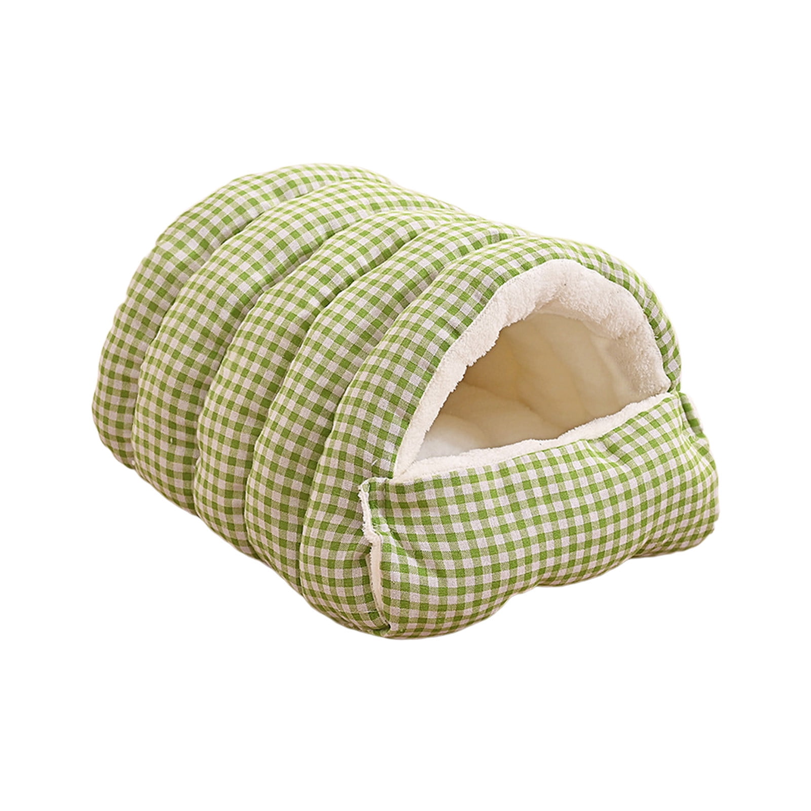 Nebwoak Winter Warm Small Pet Bed - Washable Semi-Enclosed Cat/Dog Bed, Dual-Purpose (Open/Closed), Wear-Resistant Cloth, Fits Pets Under 5 lbs, Green, Compact 18.9x11.8x7.87in