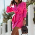 thumbnail image 4 of XFLWAM Womens Fashion Belted Blazer Open Front Long Sleeve Office Blazer Bussiness Casual Jackets Work Suit with Pocket Hot Pink L, 4 of 8