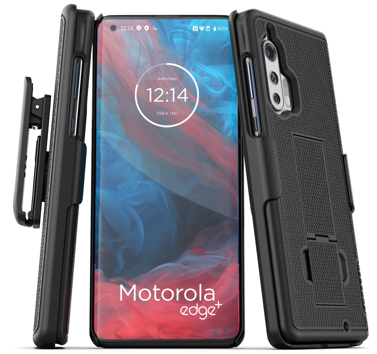 Motorola Edge Plus Belt Clip Protective Holster Case (2020 Rebel Armor)  Heavy Duty Rugged Full Body Cover with Holder for Moto Edge+ (Black)