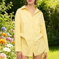 thumbnail image 4 of yillto Womens Oversize Shirts Button down Collared Long Sleeve Tops V Neck Work Casual Tunic Blouse, 4 of 7