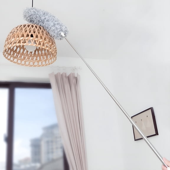 MELIVO Microfiber Extendable Feather Duster with Extension Pole,Ceiling Fan Cleaner Duster,Bendable Head & Long Handle Dusters for Cleaning High Ceiling,Blinds,Furniture & Cars