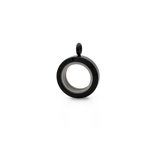 Collar con colgante de caja de cinabrio con forma de caja de fase de vidrio redonda de acero inoxidable para hombres y mujeres, disponible en varios tamaños universales