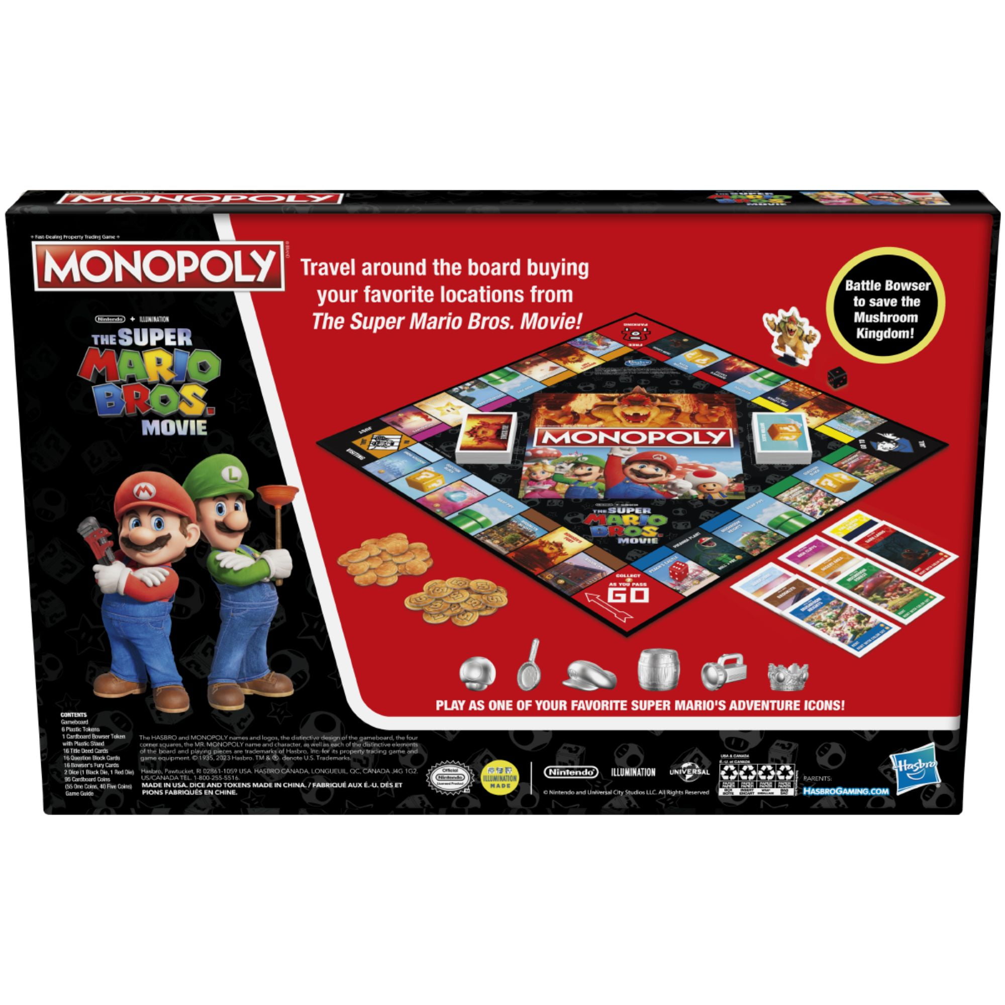 Vintage, Complete Monopoly Gamer Nintendo Mario Bros Battle Edition- 12in  Sq