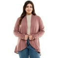 thumbnail image 2 of Pastel by Vivienne Women's Open Front Cardigan with Ruffle Detail Plus Size Dusty Rose X-Large, 2 of 4