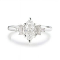 solitaire jewels 1.5CT Marquise Moissanite 5 Stone Engagement Ring For Women, 18K White Gold