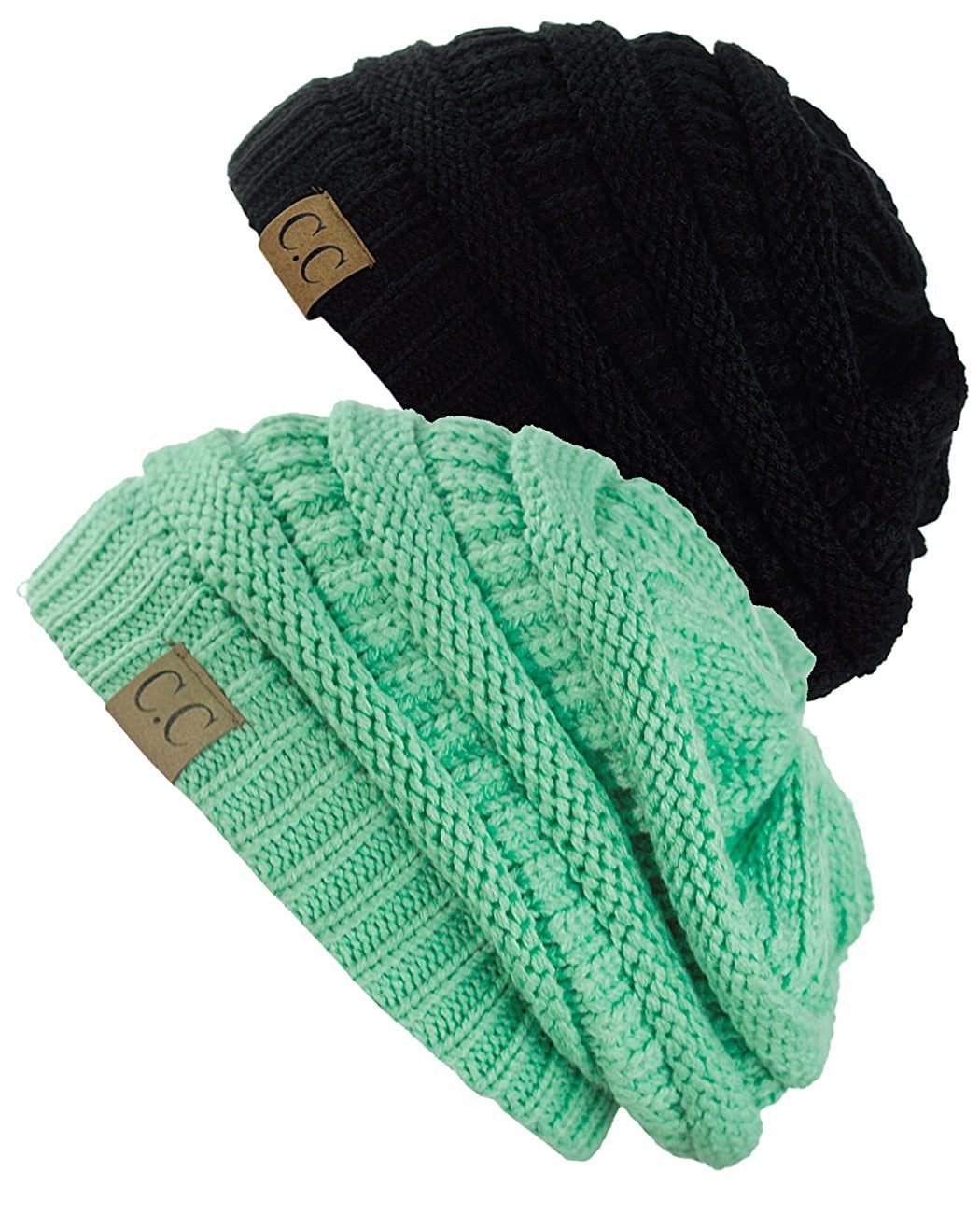 C.C Women's Knit Beanie Cap Hat (2 PACK 