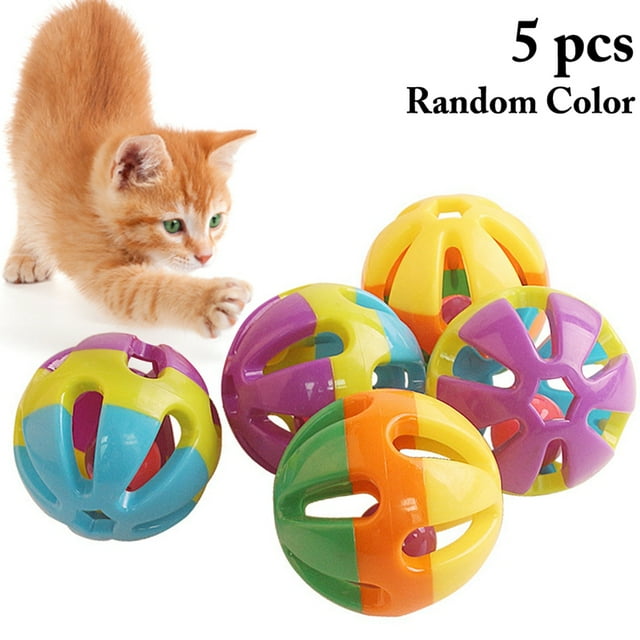 5PCS 3.15in Hollow Ball Cat Toy Non-toxic Cat Bell Toys Kitten Rattle Ball Toy