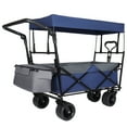thumbnail image 5 of With Push Handle, 480Lbs Collapsible Wagon with Canopy, Wagon cart with 7" All-Terrain Wheels, Lightweight Foldable Wagon, Large Capacity for Camping, Shopping, Sports, and Garden Use, dark blue, 5 of 26