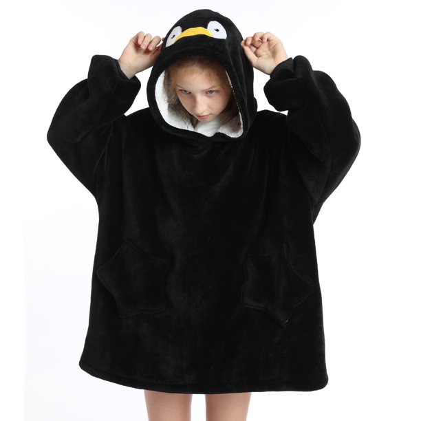 Sudadera de franela multifuncional, manta de televisión, ropa de descanso con capucha para niños, pijamas gruesos y cálidos