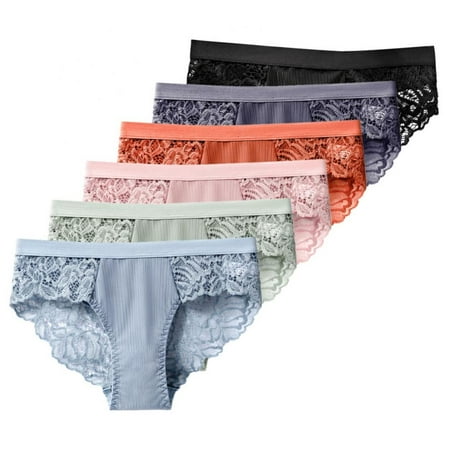 

Xmarks Women Low-Rise Sexy Lace Briefs Comfy Breathable Panties Lingerie Tummy Control Butt Lifting Underwear(6-Packs)