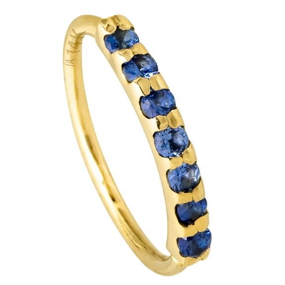 20G 14K White Gold Nose Hoop Ring 6-Stone Blue Sapphire Gemstone Nose Ring 6mm Cartilage Hoop Helix Ring Tragus Ring Unisex September Birthstone Nose Ring NH6PR12-SPWG