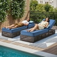 thumbnail image 5 of Opohoro Adjustable Outdoor Rattan Wicker Chaise Lounge for Patio, Poolside with UV-Resistant 5" Thick Cushion - Blue, 5 of 12