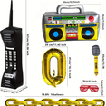 thumbnail image 3 of 20Pcs Retro 80s/90s Party Decorations Set, Inflatable Boombox, Mobile Phones, Sunglasses, Microphones, and Gold Number Balloons, for Themed Parties, Birthdays, Hip Hop Party, Retro Events, 3 of 8