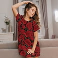 thumbnail image 3 of Easygdp Rose Flowers Camisón de manga corta para mujer, informal, estampado, 3 of 6