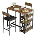 thumbnail image 2 of Eastvita 3 Piece Metal Alloy Storage Pub Table Set, Rustic Brown, 2 of 7