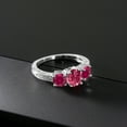 thumbnail image 3 of Gem Stone King 2.97 Ct Oval Pink Tourmaline Red Created Ruby 925 Sterling Silver Moissanite Ring (Size 5), 3 of 4
