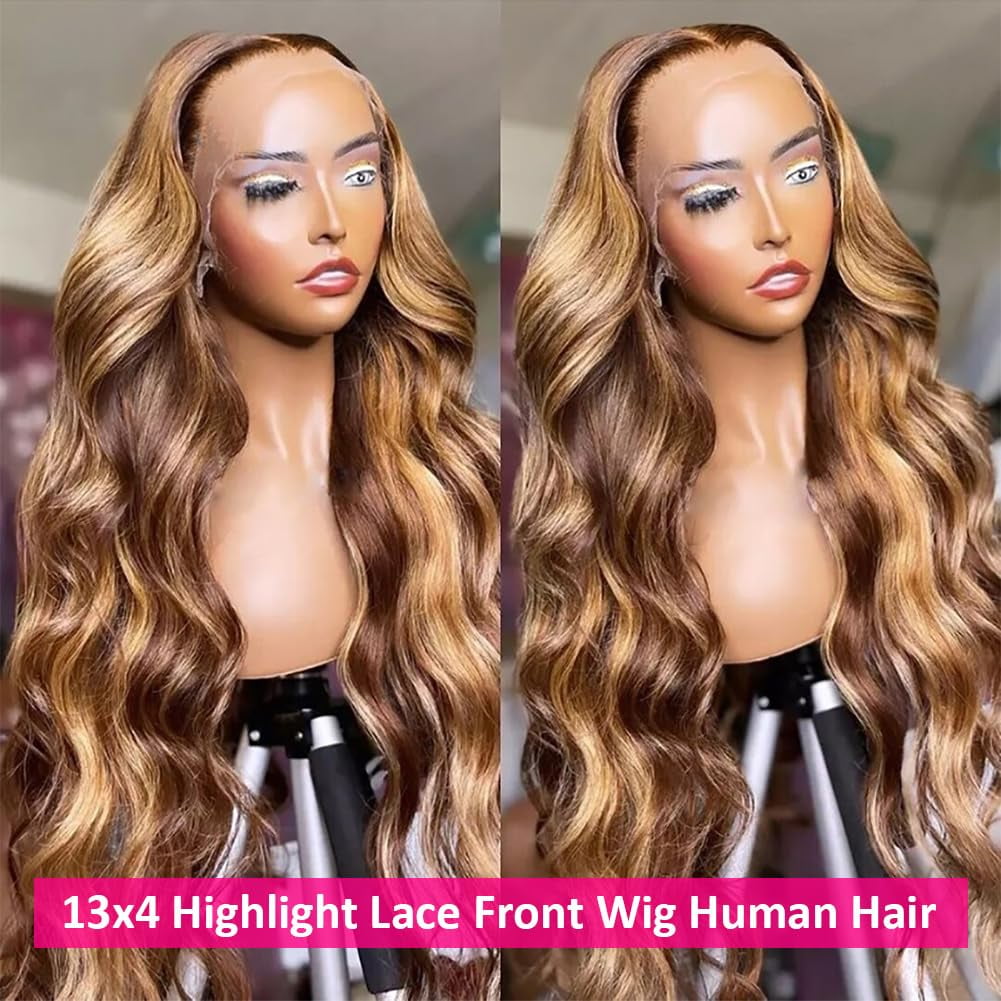 13x6 Body Wave Human Hair Wigs Pre Plucked 180 Density HD Lace Front Glueless Wigs with Baby Hair for Women 26Inch Transparent Lace