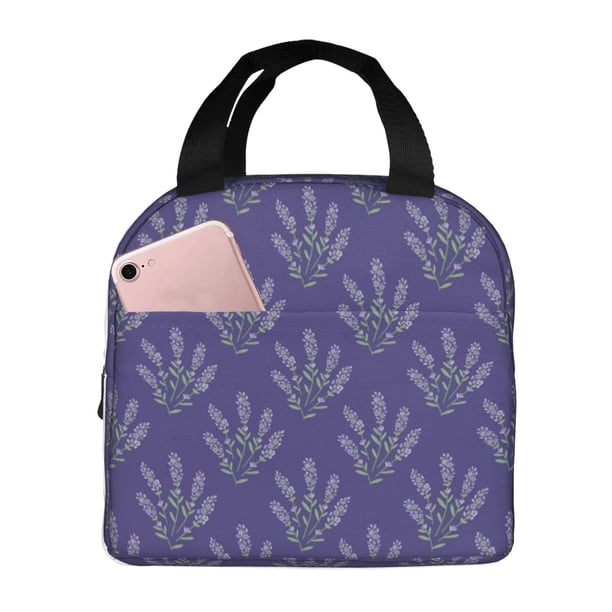 Easygdp Lavender Flowers Bolsa Térmica Premium - Tela Oxford Impermeable, Gran Capacidad, Bolsillo Frontal, Unisex para Trabajo, Escuela, Actividades al Aire Libre y Picnics