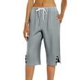 thumbnail image 6 of Bbyeadc Cotton Linen Shortsfor Women Petite Bermuda Shorts Knee Length Drawstring Pants Summer Beach Long Shorts,Light Gray(XXXL), 6 of 7